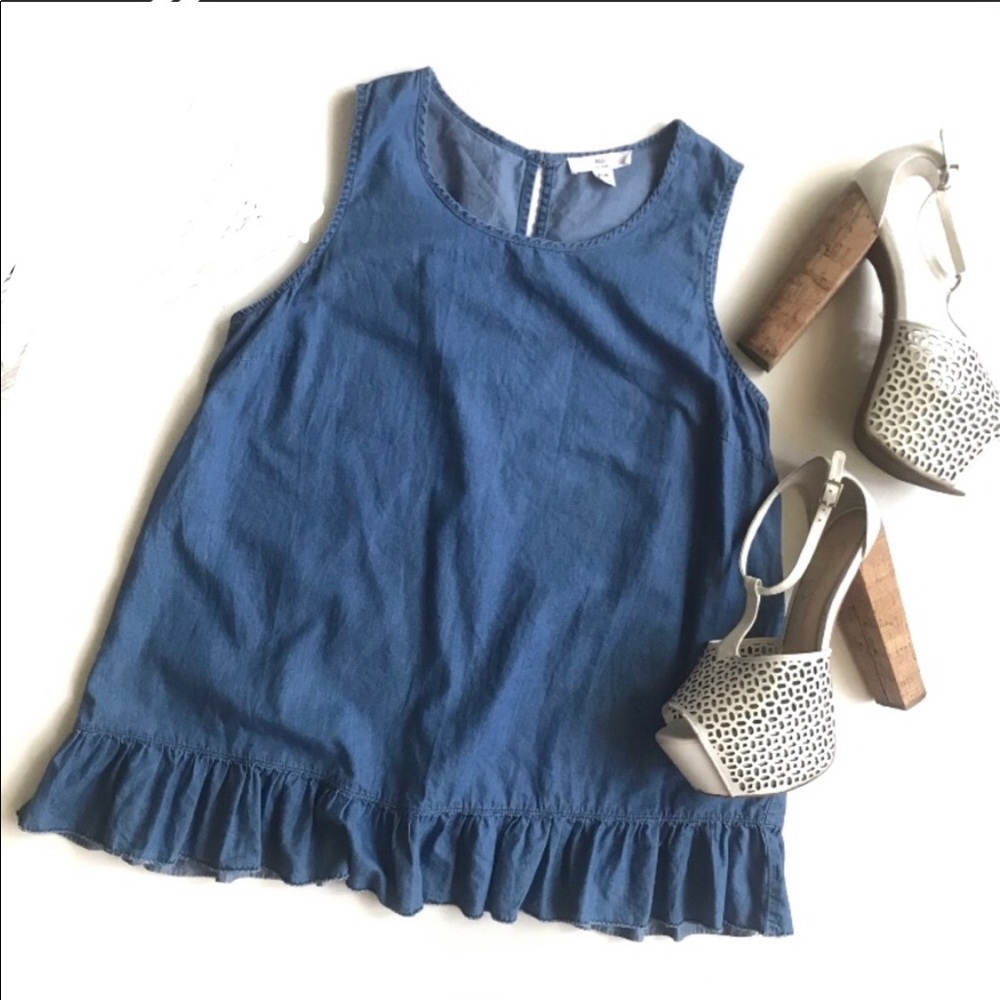 BLL Chambray Ruffle Top Medium